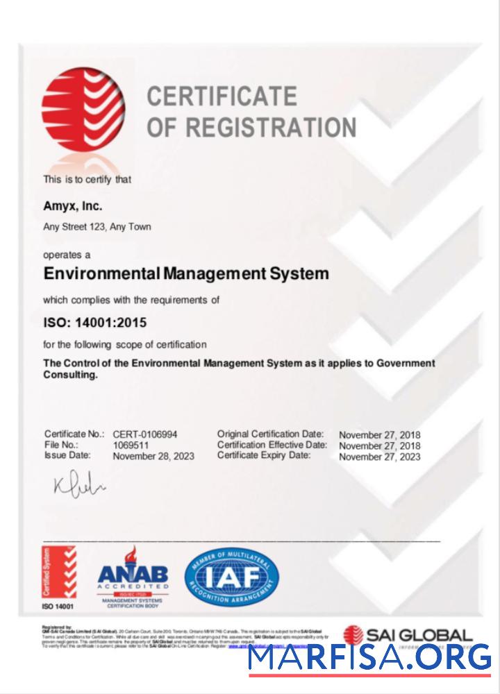 Printable Australia SAI GLOBAL certificate of business registration Word and PDF template
